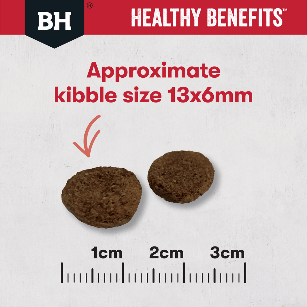 Black Hawk Healthy Benefits Joints & Muscles Dry Dog Food kibble size