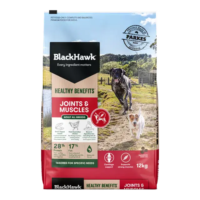 Black Hawk Healthy Benefits Joints and Muscles adult dog food 12kg bag