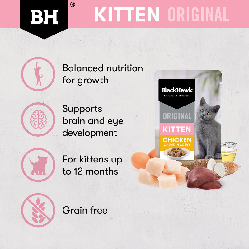 Black Hawk Chicken Kitten Gravy Wet Cat Food features