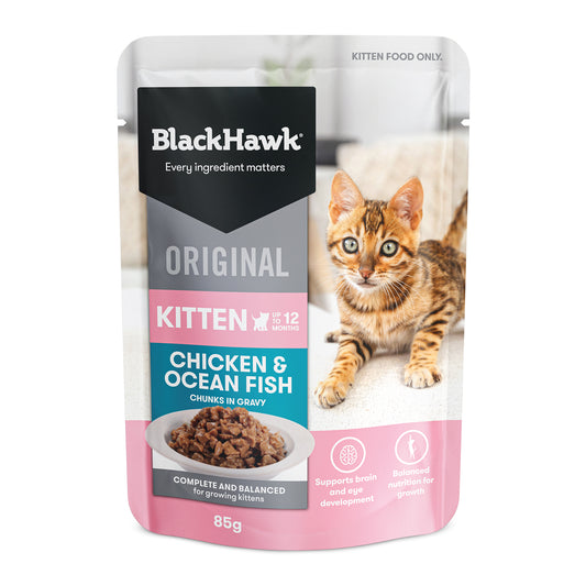 Black Hawk Ocean Fish Kitten Gravy Wet Cat Food 85G