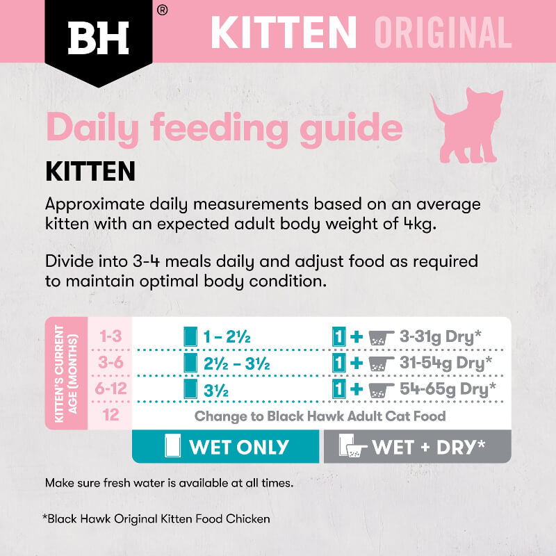 Black Hawk Ocean Fish Kitten Gravy Wet Cat Food feeding guide