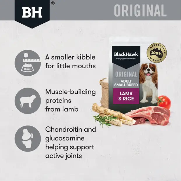 Black Hawk Original Dry Dog Food Small Breed Lamb & Rice features
