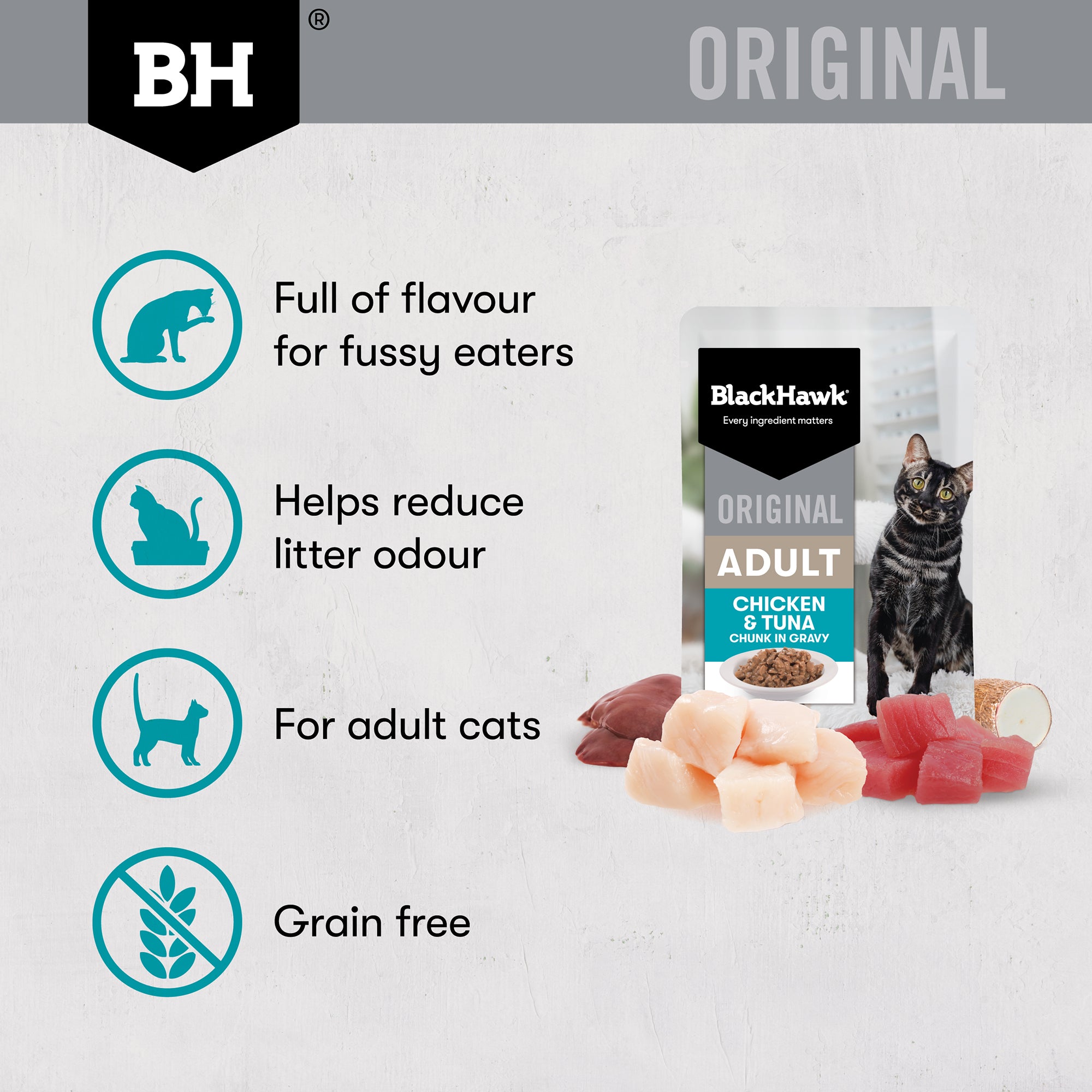Black Hawk Chicken & Tuna Gravy Adult Wet Cat Food 85G x 12