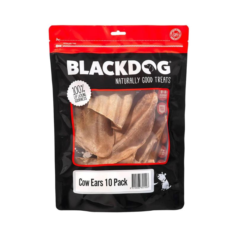blackdog cow ears dog treats 10 pack