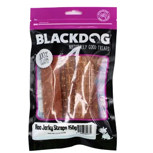 Blackdog Roo Jerky Straps 150g natural kangaroo dog treats