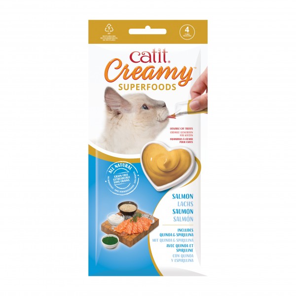 Catit Creamy Cat Treats Superfood Chicken with Salmon with Quinoa & Spirulina 40G