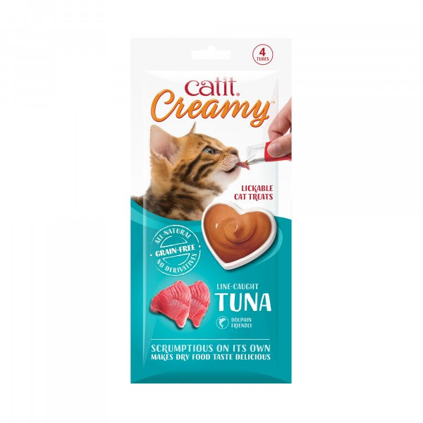 Catit Cat Treats Creamy Tasty Line Caught Tuna 4 x 10gm Tubes