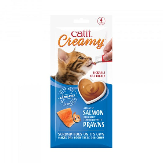 catit cat treats creamy tasty salmon and prawns 40g