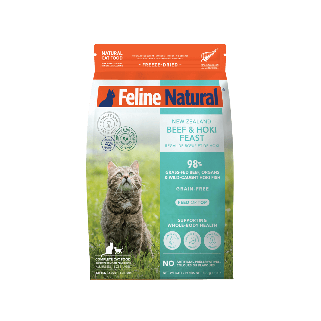 Feline Natural Beef And Hoki Freeze Dried Cat Food  800g front