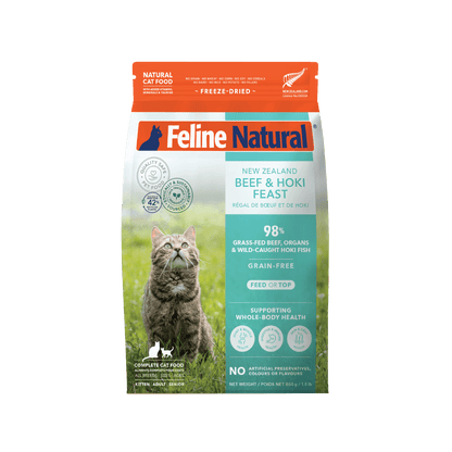 Feline Natural Beef And Hoki Freeze Dried Cat Food  800g front