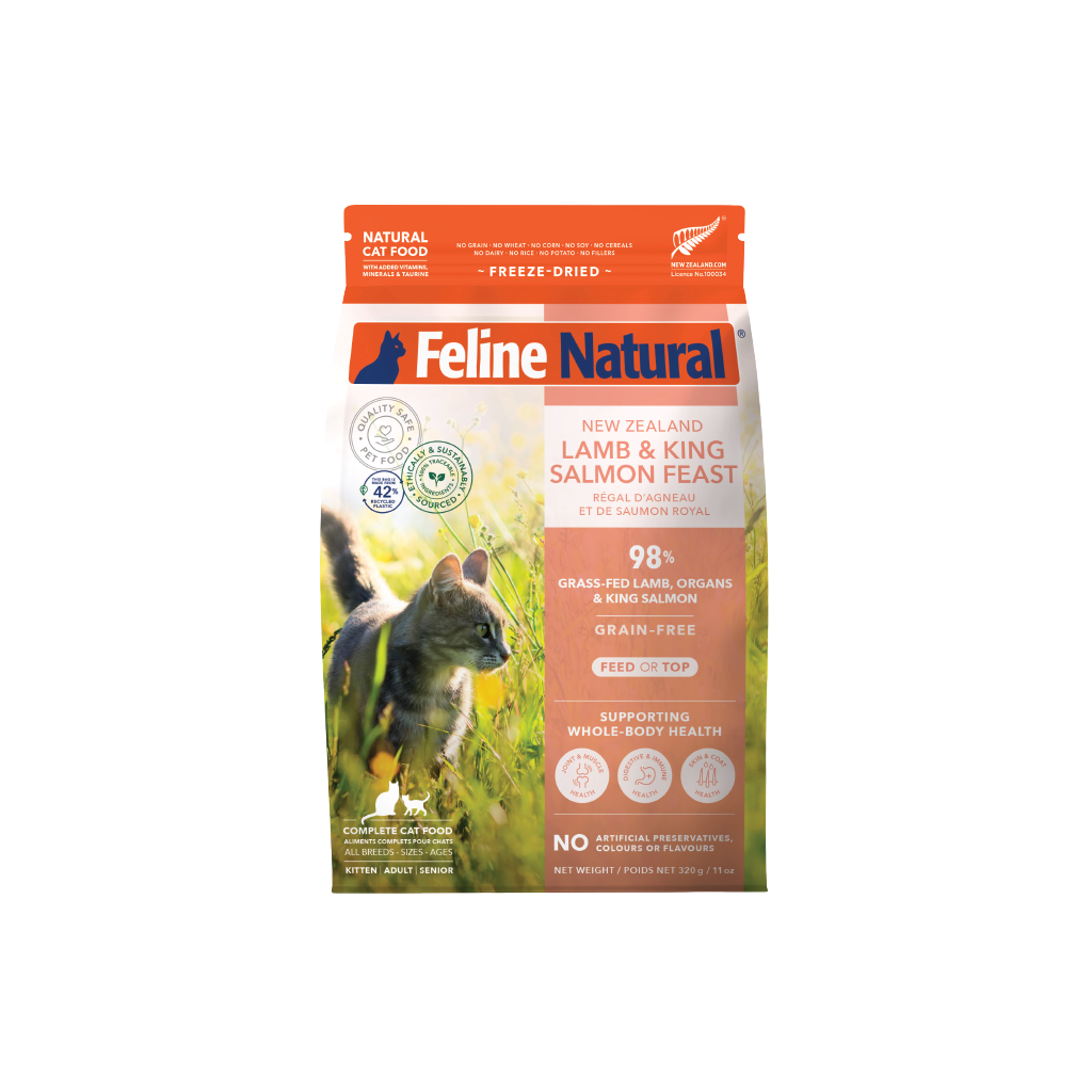 Feline Natural Lamb And Salmon Freeze Dried Cat Food  320g front