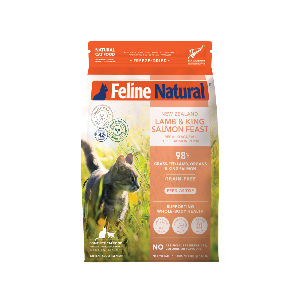 Feline Natural Lamb And Salmon Freeze Dried Cat Food  800g front