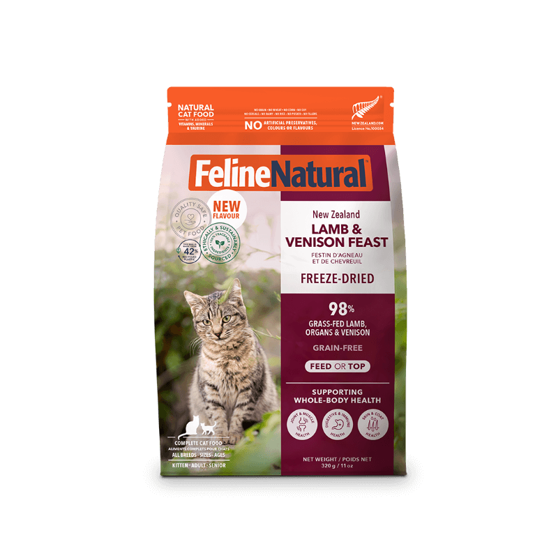 feline natural freeze dried lamb and venison feast 320g dry cat food