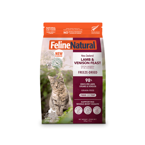 feline natural freeze dried lamb and venison feast 320g dry cat food