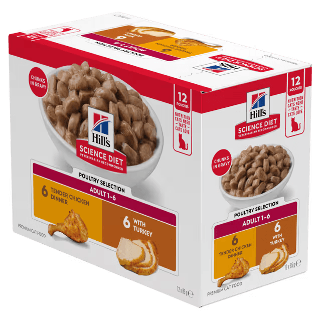 Hill's Science Diet Adult Poultry Selection wet cat food 12-pouch variety pack