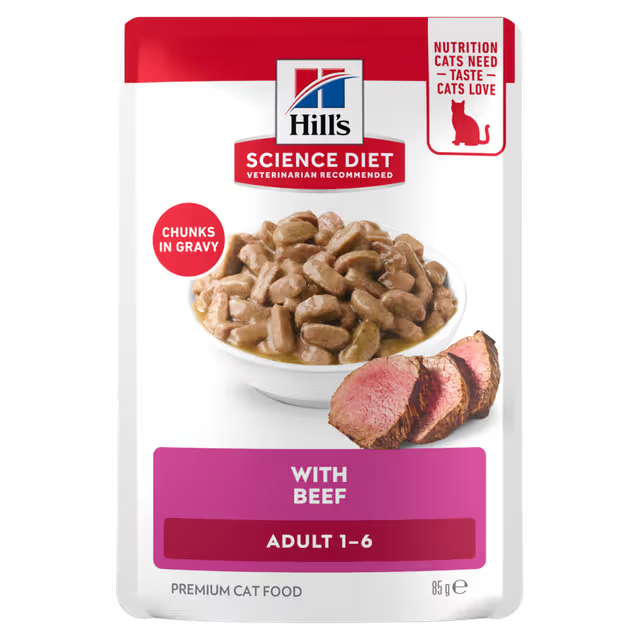 Hill's Science Diet Adult Beef Wet Cat Food Pouches 85g