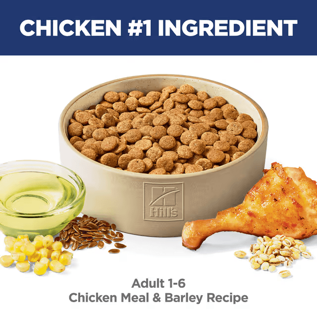 Hill's Science Diet Adult Chicken and Barley dry dog food with chicken as the first ingredient