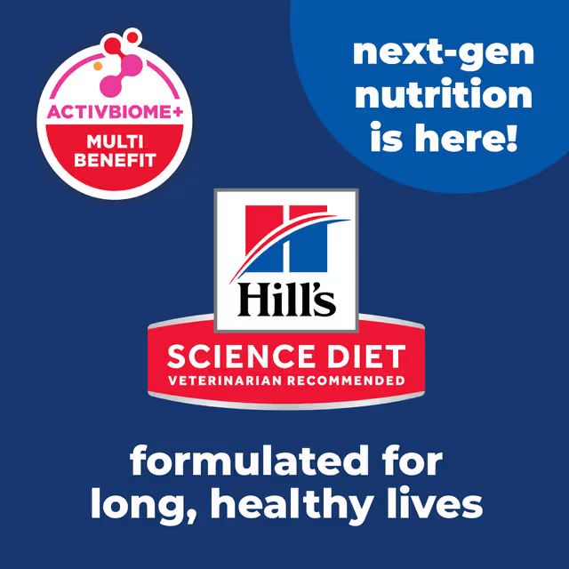 Hill's Science Diet Adult dog food with ActivBiome+ formulated to support long and healthy lives