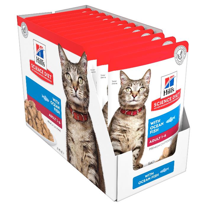 Hill's Science Diet Adult Ocean Fish Pouches Cat Food 85G x 12