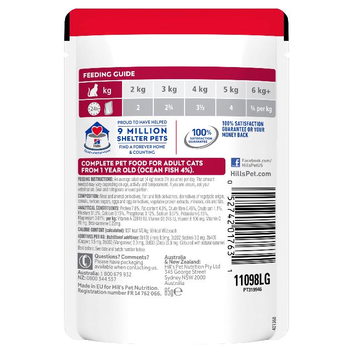 Hill's Science Diet Adult Ocean Fish Pouches Cat Food 85G back