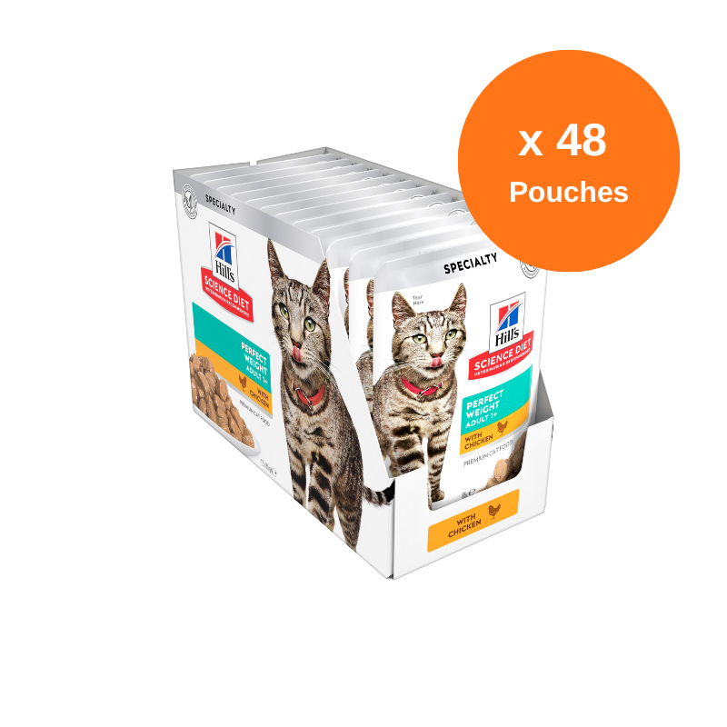 Hill's Science Diet Adult Perfect Weight Chicken Cat Food Pouches 85Gx48