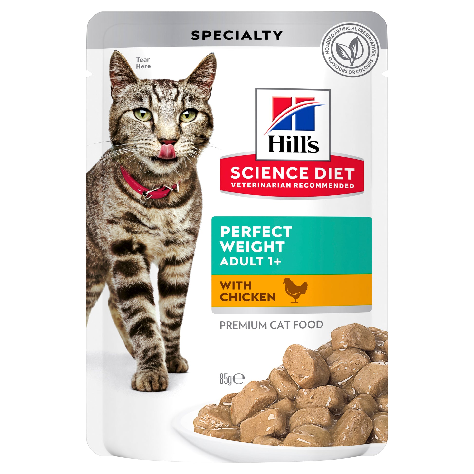 Hill's Science Diet Adult Perfect Weight Chicken Cat Food Pouches 85Gx12 front