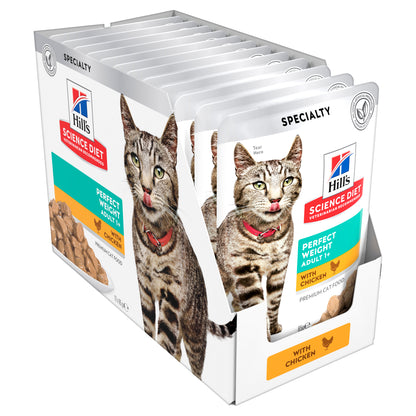 Hill's Science Diet Adult Perfect Weight Chicken Cat Food Pouches 85Gx12