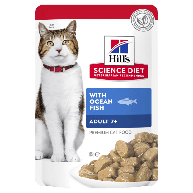 Hill's Science Diet Senior 7+ Ocean Fish Pouches Cat Food 85G x 12