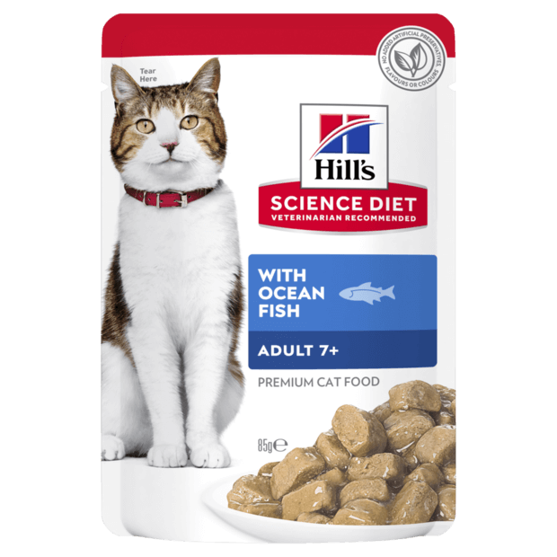 Hill's Science Diet Senior 7+ Ocean Fish Pouches Wet Cat Food 85G x 12