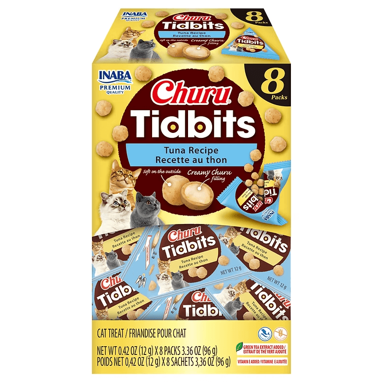 Inaba Churu Cat treat Tidbits tuna recipe creamy cat treats 96g pack with soft outside and creamy filling
