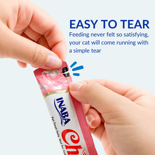 inaba churu cat treats easy to tear with a hand