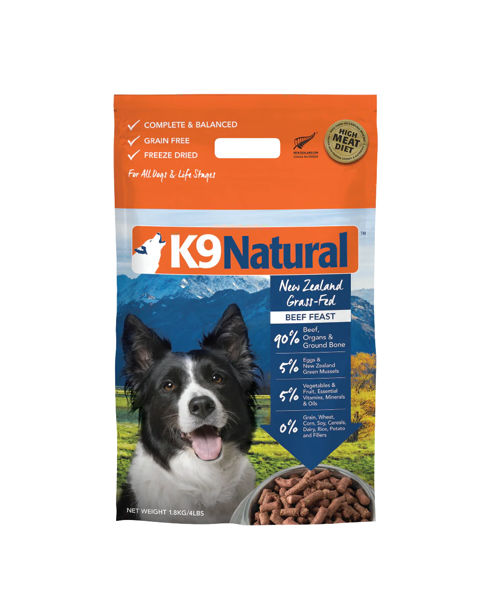 K9 Natural Beef Feast Freeze-dried Dog Food 1.8KG