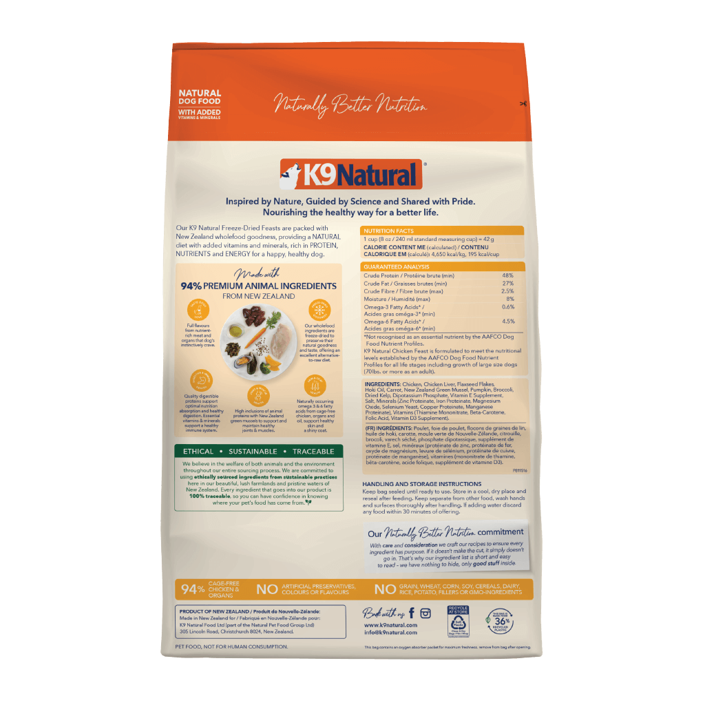 K9 Natural Chicken Freeze Dried Dog Food 3.6KG – ADS Pet Store