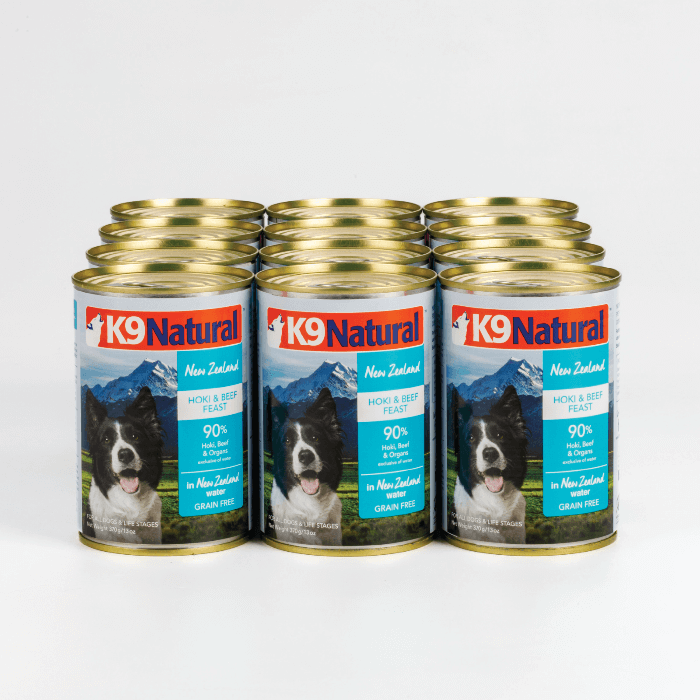 K9 Natural grain free Hoki And Beef Canned wet Dog Food 370Gx12