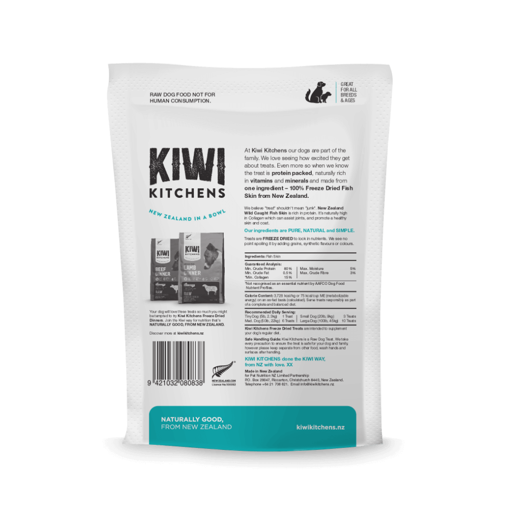 kiwi kitchens freeze dried fish skin dog treats back