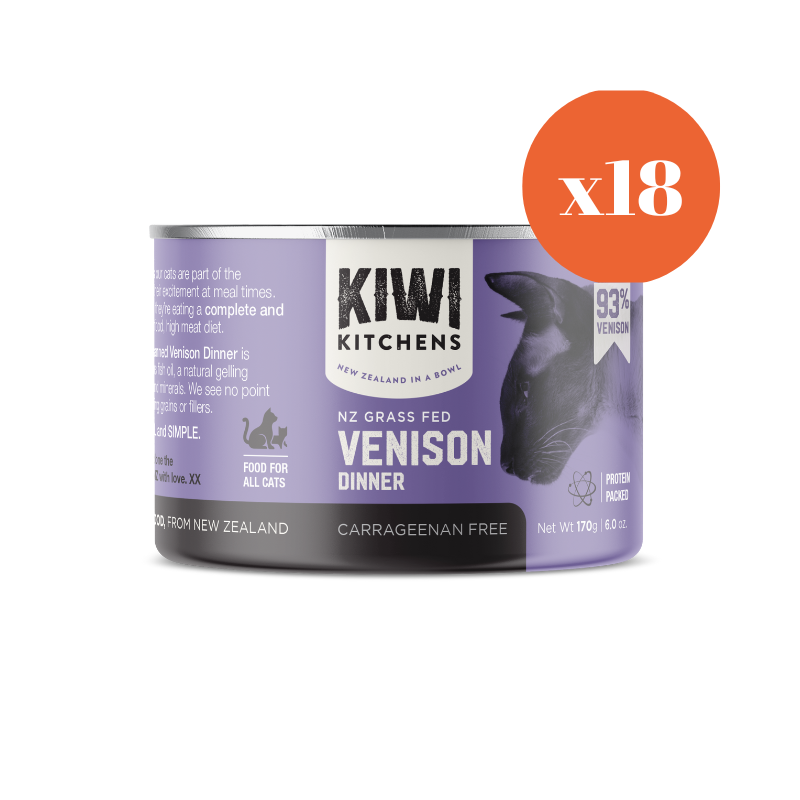KIWI KITCHENS Grain Free Venison Wet Cat Food 18 cans slab