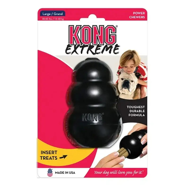KONG Extreme Black Rubber Dog Toy Large size for strong chewers weighing 13–30kg