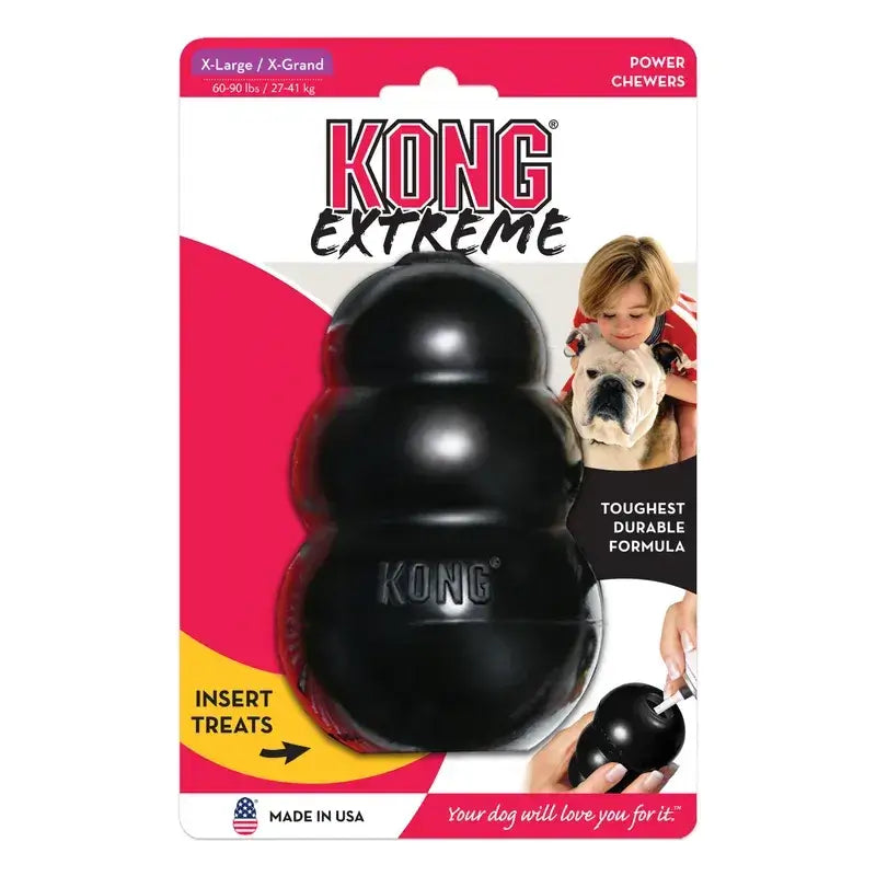 KONG Extreme Black Rubber Dog Toy X-Large size for power chewers weighing 27–41kg