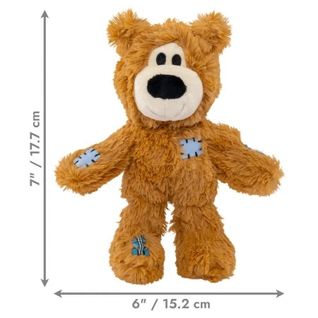 kong wild knots bear brown plush dog toy small medium size 
