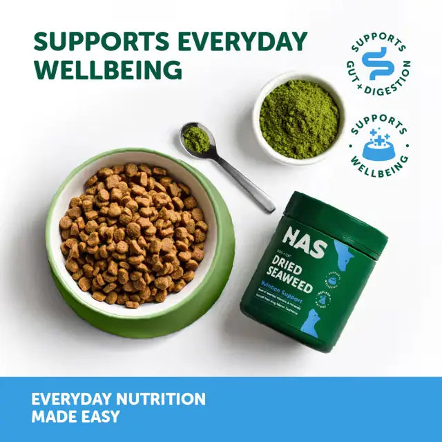 NAS Dried Seaweed powder added to pet food for everyday wellbeing and digestive support