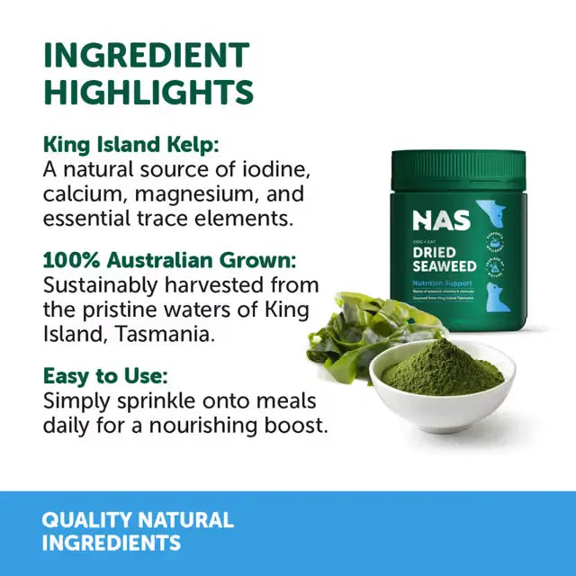 NAS Dried Seaweed made from Australian-grown King Island kelp with iodine and essential minerals