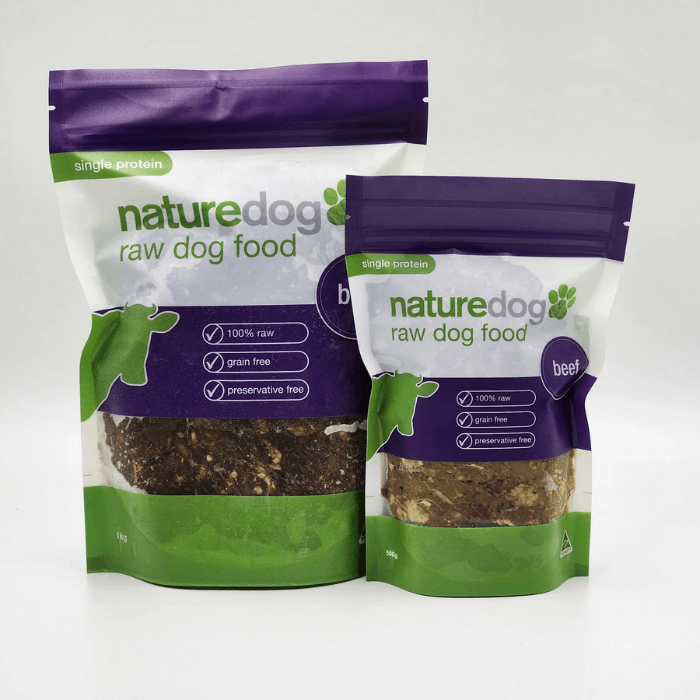 naturedog beef single protein raw dog food