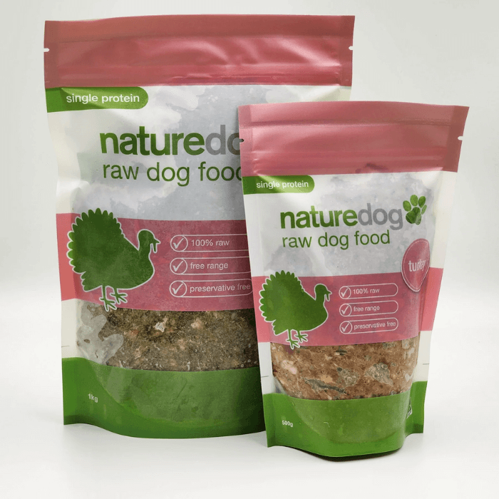 naturedog turkey single protein raw dog food