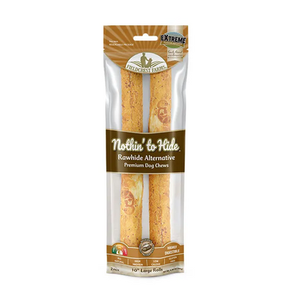 *Clearance BB 01/SEP/24* NOTHIN' TO HIDE Dog Treats Peanuts Butter Roll Large 10 Inch 2 Pack