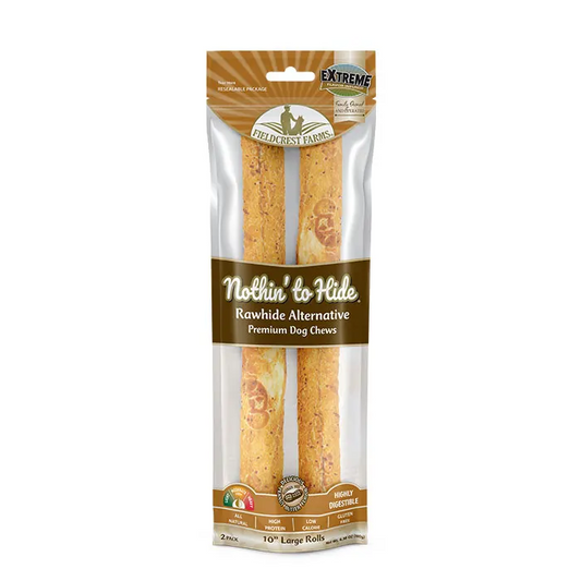 NOTHIN' TO HIDE Dog Treats Peanuts Butter Roll Large 10 Inch 2 Pack