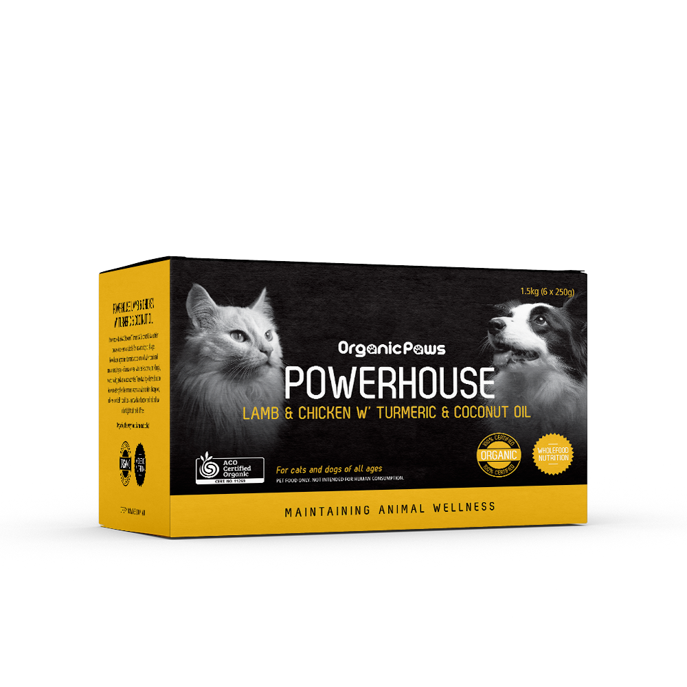 ORGANIC PAWS Raw Dogs & Cat Food Powerhouse Lamb & Chicken with Turmeric & Coconut Oil 1.5KG