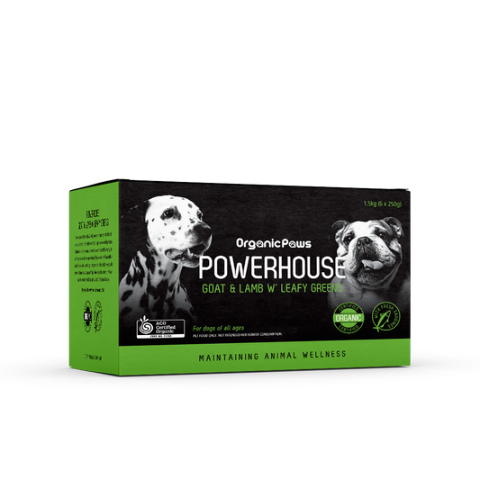 ORGANIC PAWS Raw Dogs & Cat Food Powerhouse Goat & Lamb W’ Leafy Greens 1.5KG