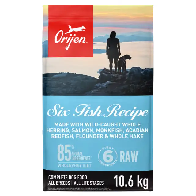 ORIJEN Six Fish Recipe dry dog food 10.6kg bag with six wild-caught fish