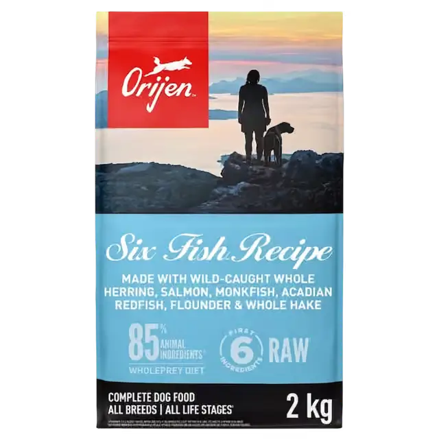 ORIJEN Six Fish Recipe dry dog food 2kg bag for dogs of all breeds and life stages