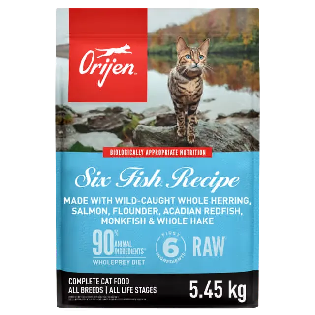 ORIJEN Six Fish Recipe dry cat food 5.45kg bag